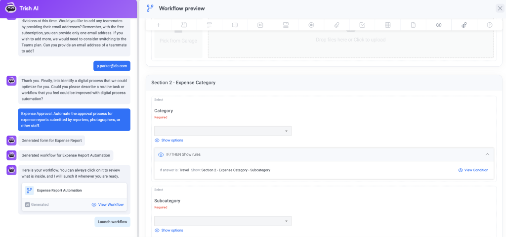 screenshot of form preview with IF/THEN Logic